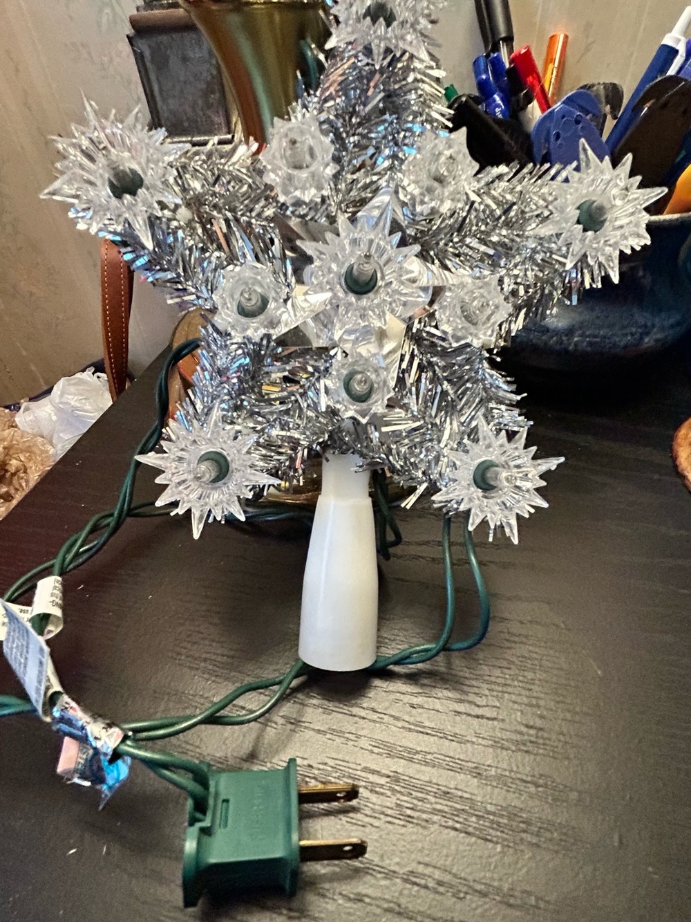 Silver Star Tree Topper with Clear Bulb Accents - Unbranded